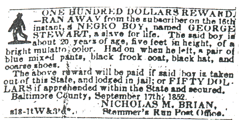 Runaway Slave Ad